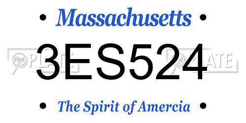 3ES524 Massachusetts License Plate