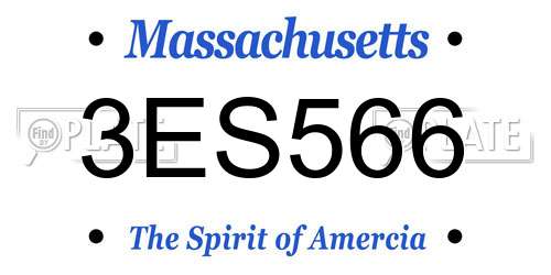 3ES566 Massachusetts License Plate