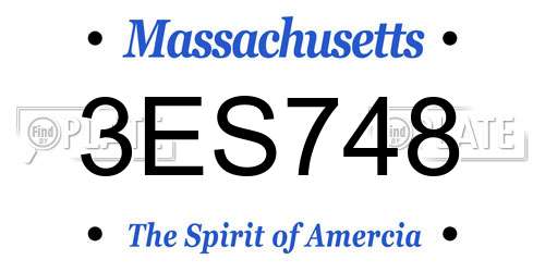 3ES748 Massachusetts License Plate