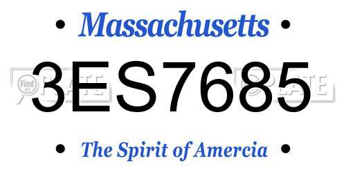 3ES7685 Massachusetts License Plate