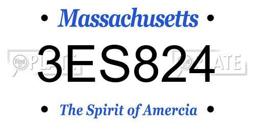 3ES824 Massachusetts License Plate