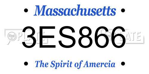 3ES866 Massachusetts License Plate