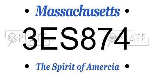 3ES874 Massachusetts License Plate