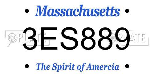 3ES889 Massachusetts License Plate