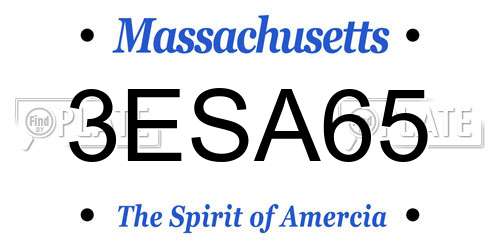 3ESA65 Massachusetts License Plate