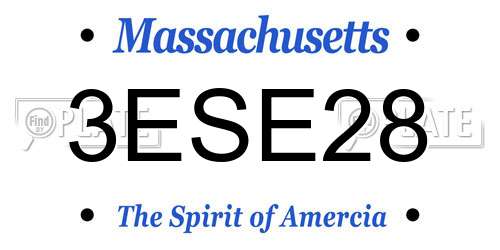 3ESE28 Massachusetts License Plate