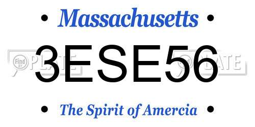 3ESE56 Massachusetts License Plate