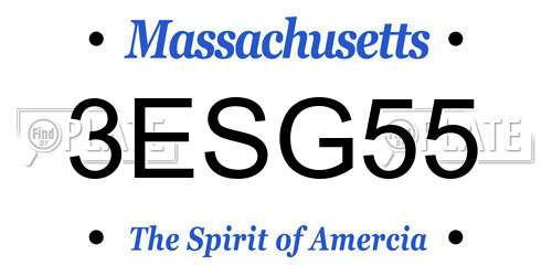 3ESG55 Massachusetts License Plate