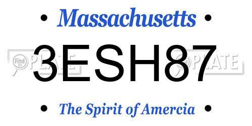 3ESH87 Massachusetts License Plate