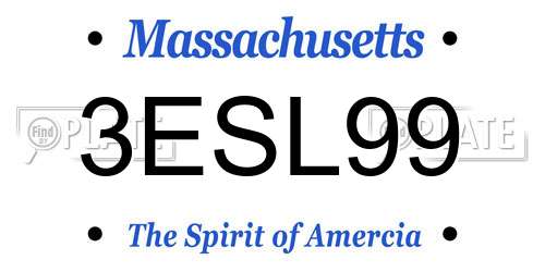 3ESL99 Massachusetts License Plate