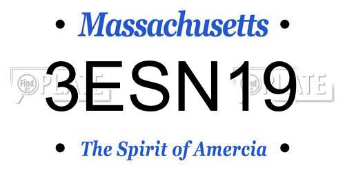 3ESN19 Massachusetts License Plate