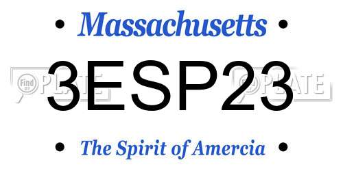 3ESP23 Massachusetts License Plate