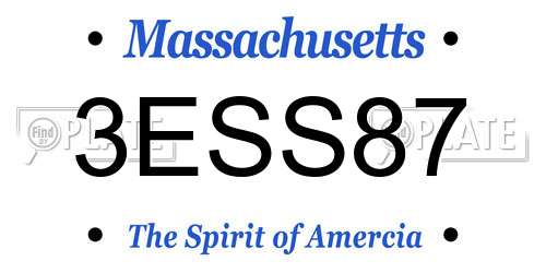 3ESS87 Massachusetts License Plate