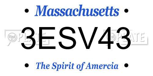 3ESV43 Massachusetts License Plate