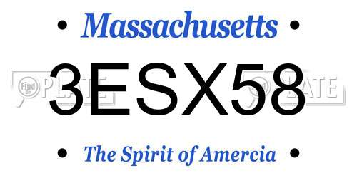 3ESX58 Massachusetts License Plate