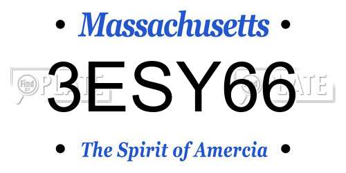 3ESY66 Massachusetts License Plate