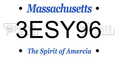 3ESY96 Massachusetts License Plate