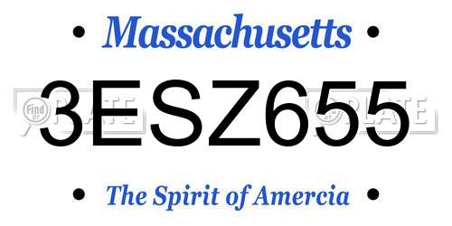 3ESZ655 Massachusetts License Plate