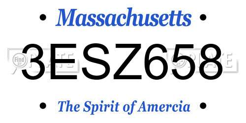3ESZ658 Massachusetts License Plate