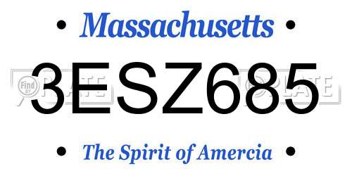 3ESZ685 Massachusetts License Plate