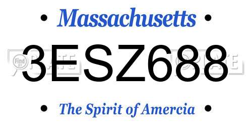 3ESZ688 Massachusetts License Plate