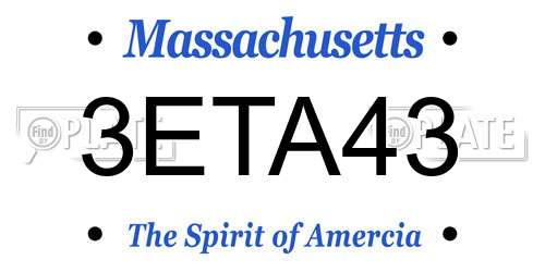 3ETA43 Massachusetts License Plate