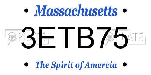 3ETB75 Massachusetts License Plate