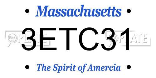 3ETC31 Massachusetts License Plate