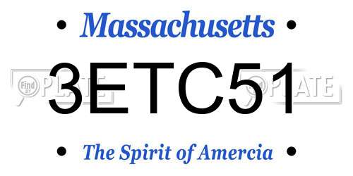 3ETC51 Massachusetts License Plate