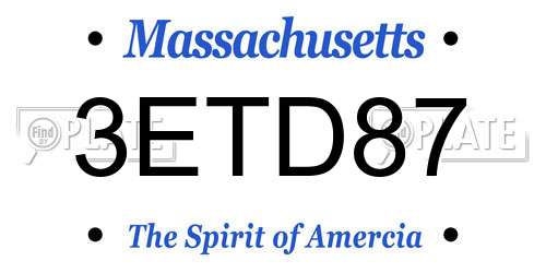 3ETD87 Massachusetts License Plate