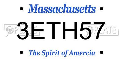 3ETH57 Massachusetts License Plate