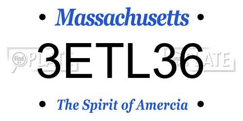 3ETL36 Massachusetts License Plate