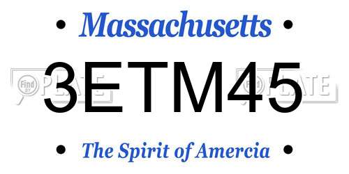 3ETM45 Massachusetts License Plate