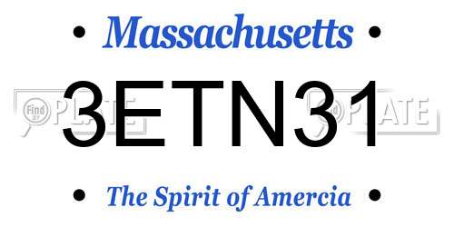 3ETN31 Massachusetts License Plate