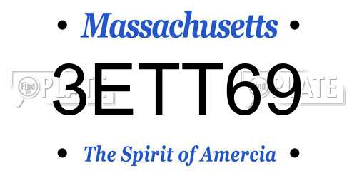 3ETT69 Massachusetts License Plate