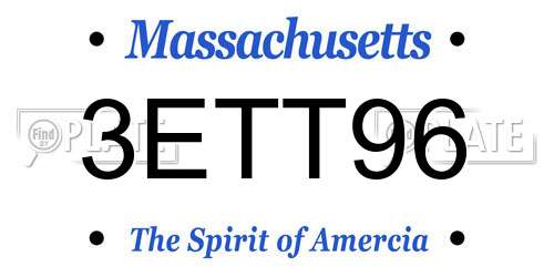 3ETT96 Massachusetts License Plate