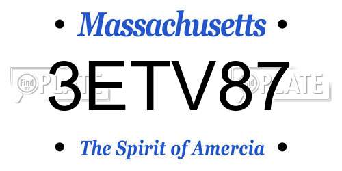 3ETV87 Massachusetts License Plate