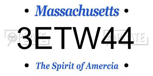 3ETW44 Massachusetts License Plate
