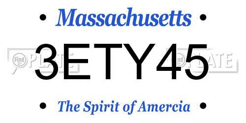 3ETY45 Massachusetts License Plate