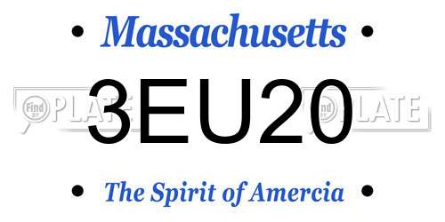 3EU20 Massachusetts License Plate