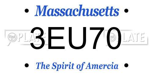 3EU70 Massachusetts License Plate