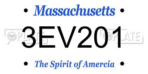 3EV201 Massachusetts License Plate