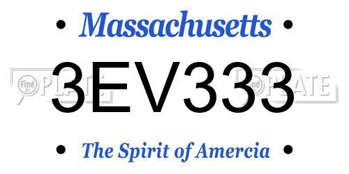 3EV333 Massachusetts License Plate
