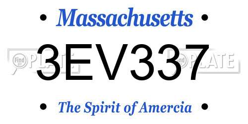 3EV337 Massachusetts License Plate