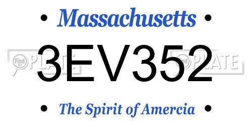 3EV352 Massachusetts License Plate