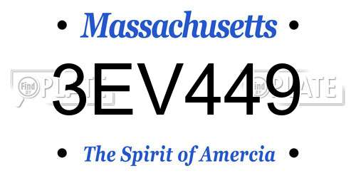 3EV449 Massachusetts License Plate