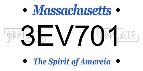 3EV701 Massachusetts License Plate