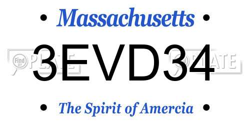 3EVD34 Massachusetts License Plate
