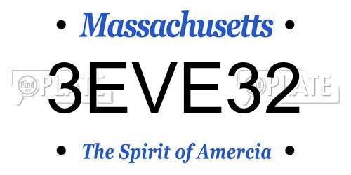 3EVE32 Massachusetts License Plate