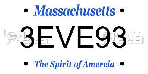 3EVE93 Massachusetts License Plate
